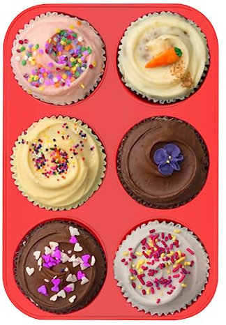 Yuchengxiang Silicon Muffin Tray 6 Cups,Yorkshire Pudding Tray,Silicone Muffin Cases-Baking Mould for Muffins or Cupcakes, Bakeware