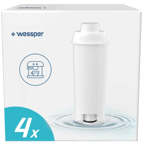 Wessper Aqua Lunga vattenfilterpatroner, kompatibel med Delonghi helautomatisk kaffemaskin DLSC002, SER3017 & 5513292811 – ECAM, ESAM, ETAM, SECAM – 4-pack