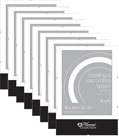 Miss Pack of 8 Glass Front Frameless Clip Frame - 4 x 6 Photo/Poster Display for Home and Office, Classic Wall-Mountable (10 x 15 cm)