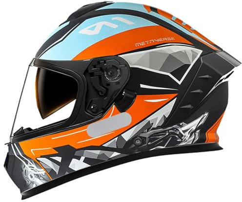 Motorradhelm Integralhelme Rollerhelm,ECE Zertifiziert mit Doppelvisier Motorradhelm Fullface Helm,Moped Mofa Chopper Scooter Racing SchutzHelm für Damen Herren I,XL=61-62cm