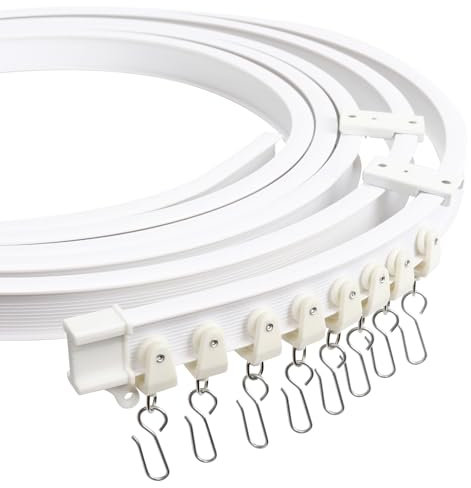 AROMUJOY Riel de Cortina Curvo Flexible de Techo, 5 Metros Riel Suave con Pista para Sistema de Cortina, Pista Curvada Suave de Aleación de Plástico, para Balcón, Oficina, Separador de Ambientes