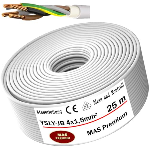 MAS Premium Von 5 bis 250 m YSLY-JB 4x1,5 mm² Flexibles Steuerkabel grau Verlege Kabel Mess-, Kontroll- und Regelungsleitung für Werkzeugmaschinen Steuerleitung (25m)