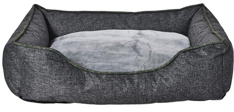 Dehner Lieblinge Kuschelbett Cleo, Hundebett/Katzenbett mit Anti-Rutsch-Boden, ca. 75 x 58 x 19 cm, Größe M, aus recycelten Materialien, grau