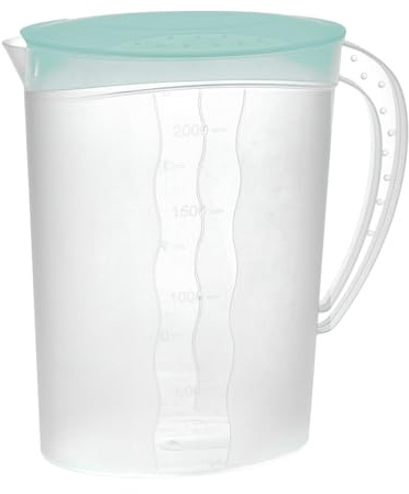 homesti Pichet à jus de 2 litres, s'adapte à n'importe quelle porte de réfrigérateur, carafe en plastique avec couvercle polyvalent et graduation intégrée pour les boissons froides