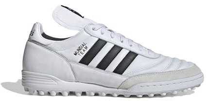 adidas Mundial Team - Scarpe da calcio da uomo, design classico, tomaia in pelle, adatte per campi in erba, bianco/nero, 9.5