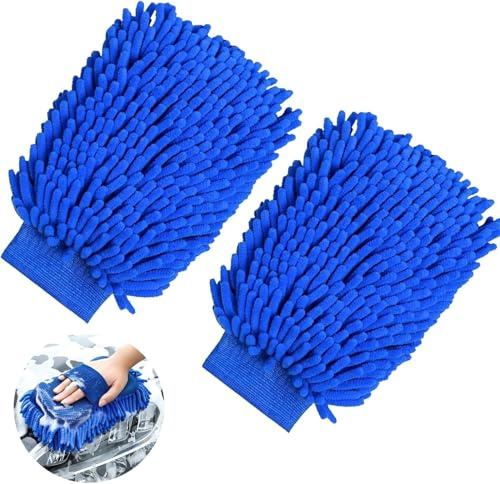 Fizzix 2pcs Microfiber Car Wash Mitts, Scratch-Free Cleaning Gloves for Cars, Trucks, Double-Sided Design