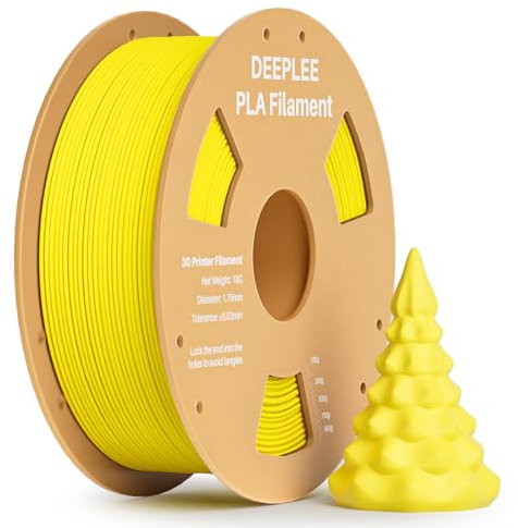 DEEPLEE PLA Filament 1.75mm, 3D Drucker Filament 1kg (2,2lbs), Maßgenauigkeit +/- 0,02 mm, Filament 3D-Druckmaterialien für FDM 3D Drucker, Gelb