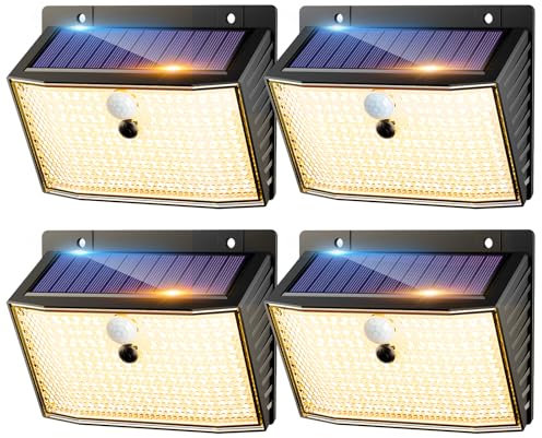 nipify Luz Solar Exterior con Sensor de Movimiento,168 LED Focos Led Exterior Solares, Foco Solar con 3 Modos, IP65 Impermeable Luces Solares Para Jardín, Garaje, Patio, Blanco cálido