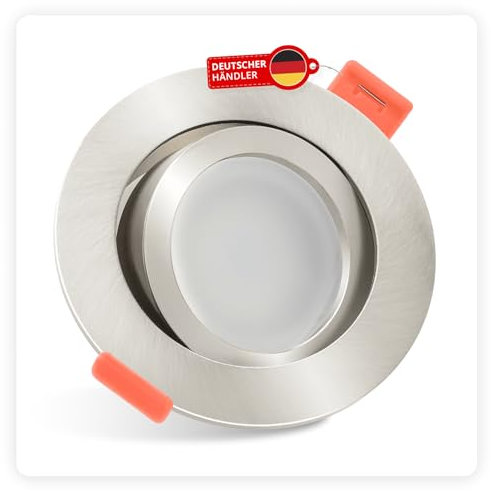 luxvenum LED Einbaustrahler 230V 7W - 1x dimmbare LED Deckenleuchte extra flach nur 25mm, 120° Abstrahlwinkel, 90 CRI Farbwiedergabe, Deckenspots für Flur, Wohnzimmer, Küche, Farbe Eisen, 3000K
