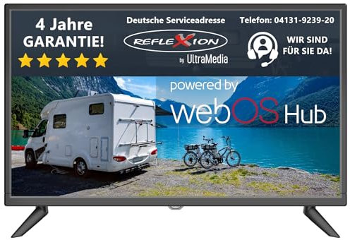 REFLEXION LED24IBT Smart LED Fernseher, LG webOSHub, 60 cm / 24 Zoll, Wohnwagen/Wohnmobil/Camping/Caravan/Boot/LKW TV, 12/230 Volt, Full HD, Triple Tuner, DVB-T2HD, DVB-S2, DVB-C, Bluetooth, WLAN