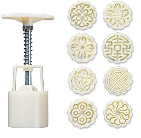 OTENG Hand Press Mooncake Mold Moon Cake Mould 25g with Hand Press Cookie Stamp Barrel Mooncake Mold DIY Pastry Tool