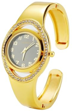 CANSNOW Damenuhr – Edle Spangenuhr Damen mit funkelnden Akzenten | Damen Uhr | Damenuhr Gold | Damenuhr Silber | Uhr Damen Gold | Uhr Damen Silber | Goldene Uhr Damen | Damenuhr Rosegold