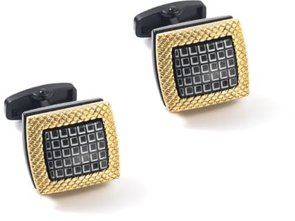 Manschettenknöpfe Herren Manchettenknoepfe Herren Gold Vergoldet Quadratisches Plaid 19.5X17cm für Herren Père Fils Valentinstag Unternehmen