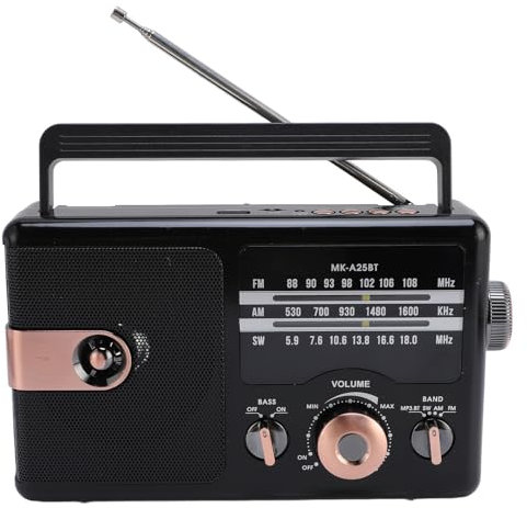 Tragbarer Full -Band -Radio -BT -Lautsprecher, Erweiterter FM -Empfang, Kompaktes und Vintage -Look für Senioren und Retro -Liebhaber, Genießen Sie FM -Stationen und Podcasts