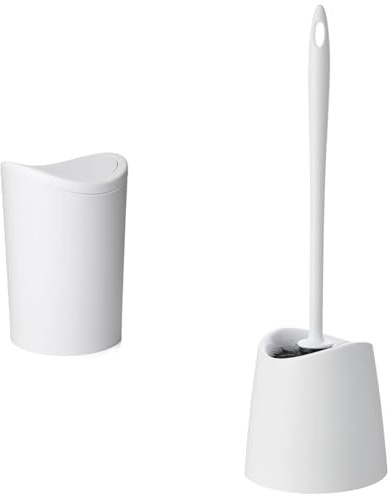 Tatay Papelera y Escobilla Baño | Papelera Baño con Tapa Basculante Blanca | Capacidad 6L | Escobilla WC Blanca | Material Resistente y 100% Reciclable | Fabricados en España