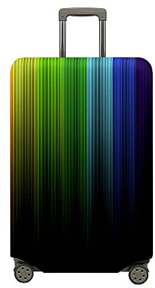 Fasbuy Kofferhülle Kofferschutzhülle mit 18-32 Zoll, Elastisch Koffer Schutzhülle 3D Regenbogen Druck Reise kofferüberzug, Reisekoffer Trolley Case kofferschutz (Grün,M)