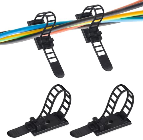 50 PZ Fascette Portacavo con Supporto Adesivo, Fascette in Nylon, Clip per Fili, Organizzatore con Nastro Adesivo Forte e Opzione con Viti, Perfetto per Casa, Ufficio e Laboratorio, Nero