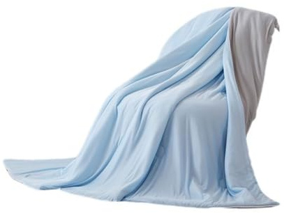 Honfitat Couverture d'été en soie glacée, literie légère et rafraîchissante, lavable en machine, bleu, 150 x 200 cm