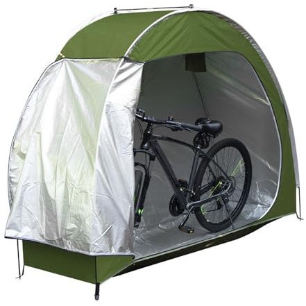 Bike Storage Shed 210D Oxford Fabric Water Proof Outdoor Bike Covers Storage Shed Tent (OD Green)