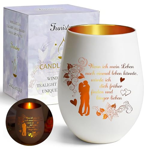 Portacandela antivento con incisione, amore per donne, Natale, calendario dell'Avvento, regalo di gnomo per fidanzata, moglie, anniversario, regalo di compleanno
