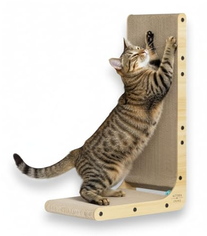 Rascador para Gatos Interior Litoral en Forma de L | Cartón Corrugado Alta Densidad con Doble Superficie de Rascado | Estable e Impermeable | ALTHEA LIVING