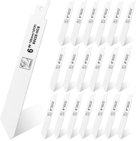 BEASAFY 20 Pièces Lame Scie Sabre Sauteuse Metal, 151mm Lame de Scie a Metaux, 18TPI Accessoires Scie Alternative pour Bois, Plastique, Métal