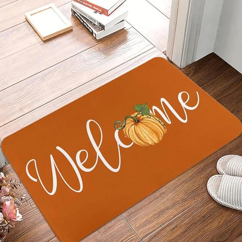 Orange pumpa höst 3D hem dörrmatta för utomhus ytterdörr, hösttal för hem höst halkfri entrématta - 60x90 cm