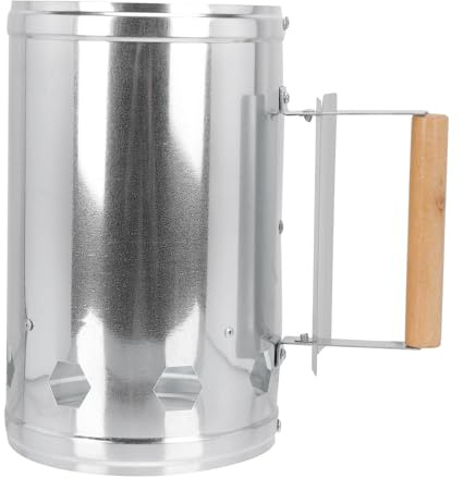 Tofficu Accenditore a Carbone in Metallo Rinforzo a Vite, Secchio di Carbone Pannello Isolante Termico Ispessito e Prese D’Aria, Contenitore per Grigliare per Barbecue, Campeggio e Picnic