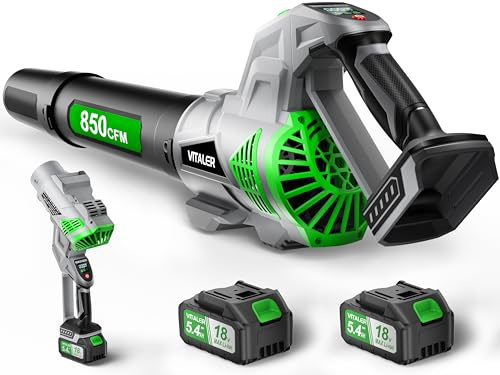 Soffiatore a Batteria 1444m³/h 402km/h Motore Senza Spazzole 2x5,4Ah | Soffiatore Elettrico Senza Filo con Display TFT 1,35, 3 Velocità e Caricabatterie Rapido 2,0A per Giardino, Foglie e Neve