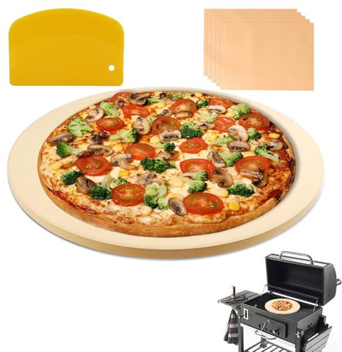 MAXTBEE 16 Heavy Duty Cordierite Pizza Stone – 0.6 Thick Baking Stone for Oven & Grill, Perfect for Crispy Pizza, Bread & Cookies, with Scraper