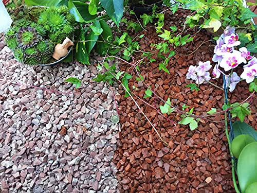 Gravier de copeaux d'ardoise pierre Dissuade les mauvaises herbes jardin patio Plante haut piédestal Coiffeuse – Granit Rouge (10–14 mm), 5KG