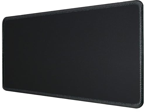 Silmo Musmatta XL 90 x 30 cm, sydda kanter - Musmattor i tyg halkfri och tyst, Svart - för gaming, kontor, hemmakontor - tvättbar, rullbar - kantsöm
