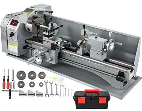 VEVOR Torno de Metal 750W 220x750mm Torno de Trabajo de Metal Velocidad Variable 50-2250 RPM Contrapunto MT2 Mini Torno de Metal de Precisión para Torneado de Metales, Husillos, Prototipos, Modelos