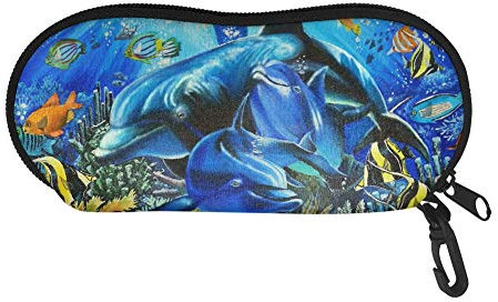 Showudesigns Sonnenbrillen-Reiseetui mit Karabiner, Aniaml Druck, weiches Brillenetui für Kinder Gr. Einheitsgröße, Delfin Unterwasserwelt