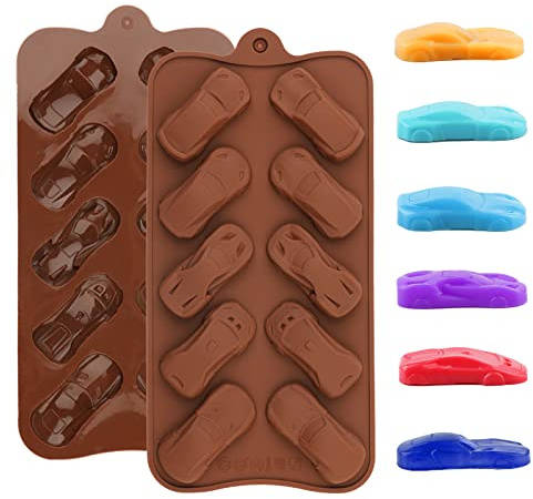 Silikonform für Auto-Schokolade, Sport-Autorennen, Silikonform für Kuchendekorationen, Gelee, Süßigkeiten, Fondant, Harz, 2 Stück