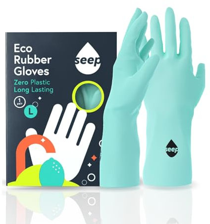 SEEP Eco Large Rubber Kitchen Gloves - 1 Pack - Washing Up Gloves Made Using Biodegrable Rubber - Multi-purpose - FSC & Fair-trade Certified