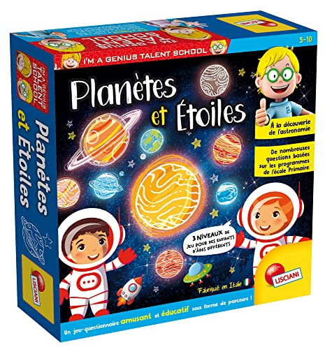 LISCIANI - I'm A Genius - Planètes et Étoiles - Quiz Educatif pour Enfants dès 5 ans - Découverte De L'Astronomie - Parcours de Jeux - 3 Niveaux de Difficultés - Fabriqué en Italie