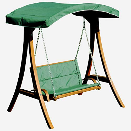 ALEOS. Hollywoodschaukel Rio GRÜN aus Holz Lärche mit Dach inkl. Auflage grün