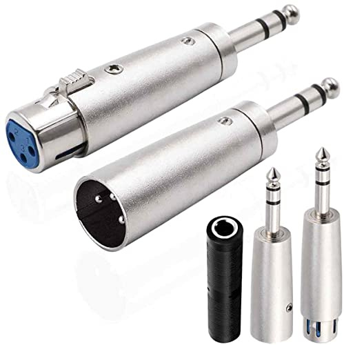 Xiatiaosann XLR Stecker 3-pin auf 6,35 mm Klinke Buchse Mikrofon Adapter Audio Stereo TRS Konverter-Anschluss, XLR zu 1/4 Zoll Stecker Buchse, 4 Stück