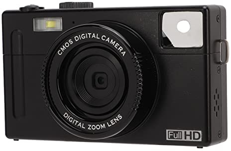 Focket Appareil Photo Numérique, Caméra de Vlogging Full HD 1080P 24MP avec Zoom Numérique 16X, écran LCD 3 Pouces, Batterie Rechargeable, Appareil Photo Compact pour Adultes, Enfants