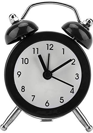 Hyuduo Analog Doppelglockenwecker, Schwarz, 7,6 cm, Metall, Lauter Alarm, Batteriebetrieben, Tragbar, Retro-Design, für Tiefschläfer