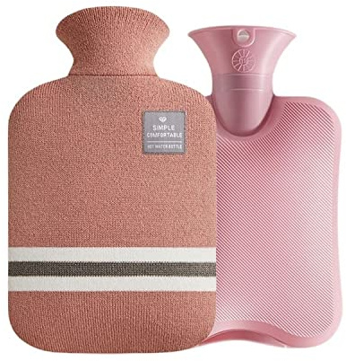 König Design XXL Wärmflasche weicher Plüsch Bezug 2L Wärmflaschen Bettflasche Handwärmer (Rosa, 2 Liter)