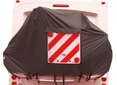 Motorhome/Caravan 2 Bike Cover STANDARD For Rear Vehicle Wall Mounted Style Bike Racks (Grey With Clear Pocket)