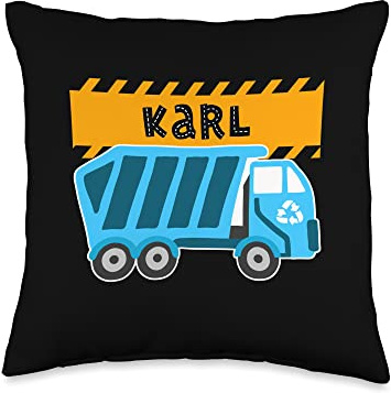 Waste Collector Dump Trash Recycling Lover Karl Trash Kids Collector Ecologist Garbage Truck Throw Pillow, 16x16, Multicolor