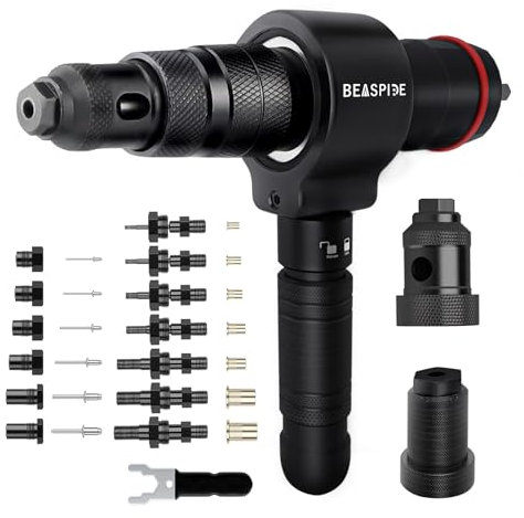 Beaspire 2 in 1 Rivetto Dado Adattatore per Rivettatrice Elettrica Professionale per Avvitatore a Batteria e Trapano, Rivettatrice per rivetti ciechi e dadi con rivetti 2,4-6,4mm, M3-M12 Mandrini