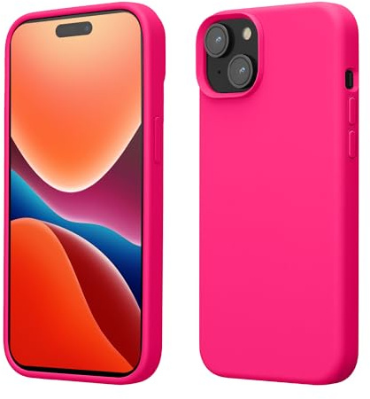 kwmobile Fodral kompatibelt med iPhone 15 - Tunt mobilskal i silikon - Stötsäkert mobilskal med mjuk yta - Neonrosa