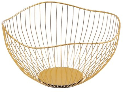 soulnioi Fruit Basket Wire Fruit Bowl Iron Fruit Holder for Fruit Storage Vegetable Snack Kitchen Decoration - 25.5cm/Gold