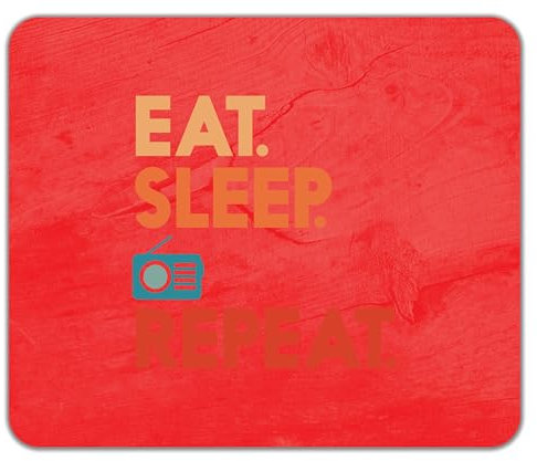 Shopagift Eat Sleep Radio Mouse Mat Pad Broadcasting Broadcast Station 24cm x 19cm