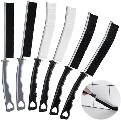 6 Pezzi Spazzola Pulizia Fissure Spazzola Pulizia Doccia Multiuso Cleaning Brush per la Scanalatura delle Finestre,Pavimenti,Bagno e Cucina(2 Nero＋2 Bianco＋2 Grigio)