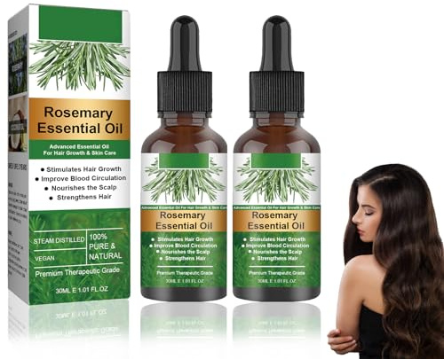 Rosemary Oil for Hair, Rosmarinöl Haare, Natürliches Ätherisches Rosemary Mint Oil, Haarausfall-Behandlungsöl Für Trockenes, Geschädigtes Haar, Haarwachstum Beschleunigen (2 Stücke)